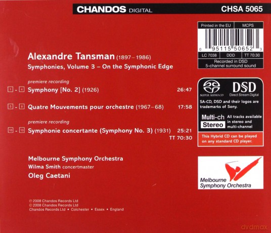Melbourne Socaetani: Tansman Orchestral Works [SACD]