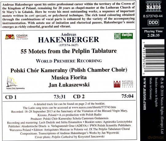 Polish Chamber Choir: Hakenberger: 55 Motets [2CD]