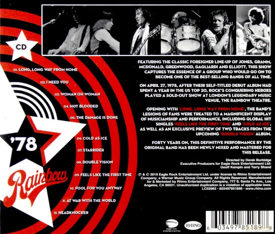Foreigner: Live At The Rainbow '78 [CD]