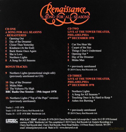 Renaissance: A Song For All Seasons (Remastered & Expanded Edition) [3CD]