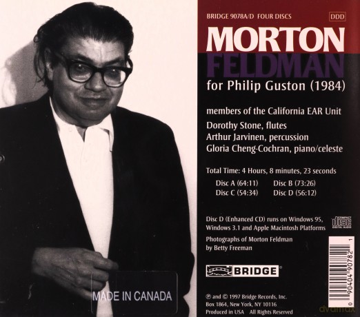 The California EAR Unit: Morton Feldman: For Philip Guston [4CD]