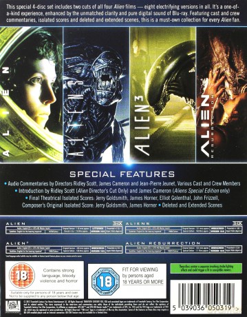 Alien Anthology: Alien / Aliens / Alien3 / Alien: Resurrection (Obcy - 8. pasażer Nostromo / Obcy - decydujące starcie / Obcy 3 / Obcy: Przebudzenie) [4xBlu-Ray]