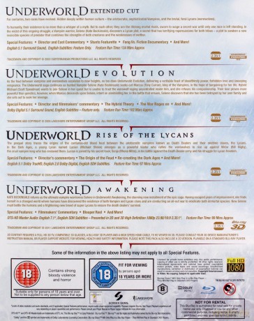 Underworld Quadrilogy (Underworld: Przebudzenie / Underworld: Bunt lykanów / Underworld / Underworld: Evolution) [3xBlu-Ray]+[Blu-Ray 3D]