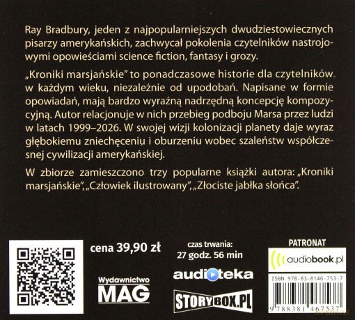 Kroniki marsjańskie człowiek ilustrowany złociste jabłka słońca - Ray Bradbury [AUDIOBOOK]