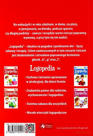 Logopedia ćwiczenia i wierszyki z głoskami k g oraz l [KSIĄŻKA]
