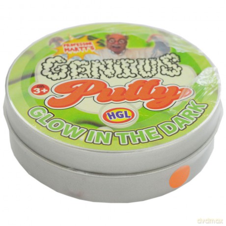 Magiczna plastelina genius putty 100g glow in the dark metalowa puszka