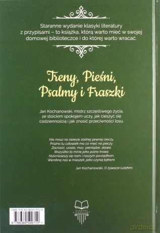 Treny, pieśni, psalmy i fraszki - Jan Kochanowski [KSIĄŻKA]
