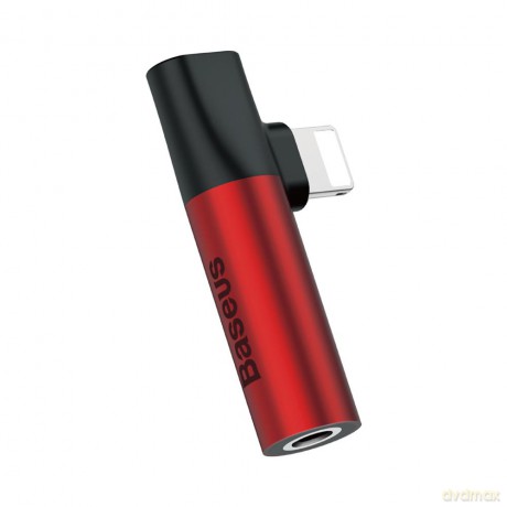 Baseus adapter 8-pin do 8-pin/jack 3,5mm czerwono-czarny