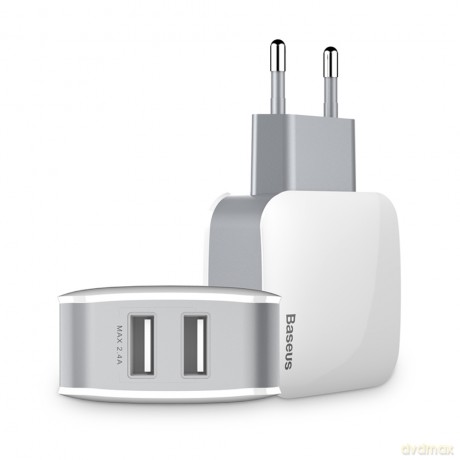 Baseus ładowarka sieciowa Letour 2 x USB biało-szara 2.4A