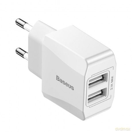 Baseus ładowarka sieciowa Mini Dual-U 2 x USB biała 2.1A