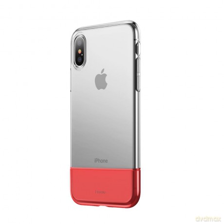 Baseus nakładka Half to Half do iPhone X/ iPhone XS czerwona-przeźroczysta