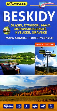 Mapa atrakcji turystycznych - Beskidy 1:100 000