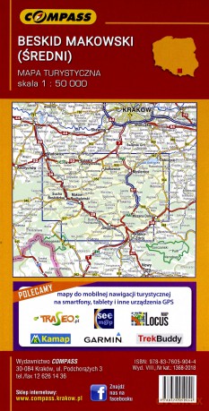 Mapa turystyczna - Beskid Makowski (średni)