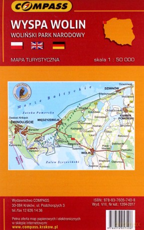 Mapa turystyczna - Wyspa Wolin, Woliński PN 1:50 000