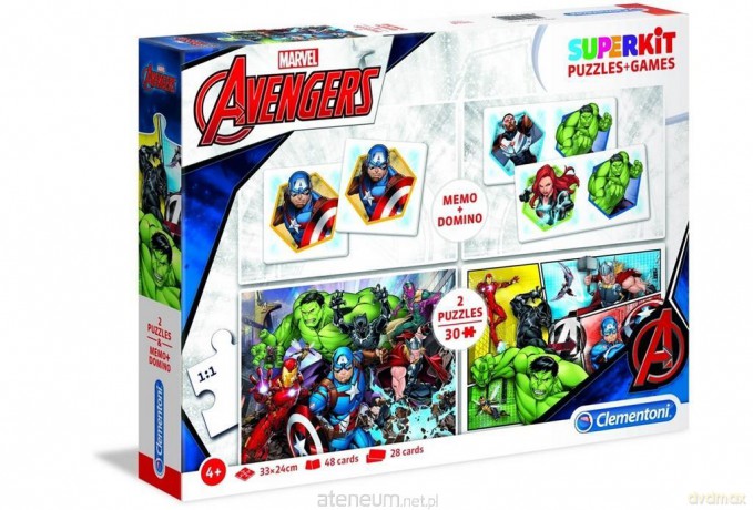 Superkit puzzle 2x30 + memo + domino Avengers [PUZZLE]