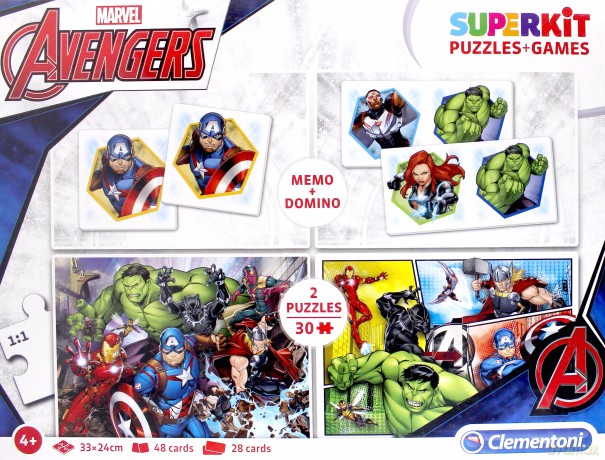 Superkit puzzle 2x30 + memo + domino Avengers [PUZZLE]