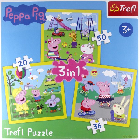 TREFL 3w1 Wesoły dzień Peppy (Świnka Peppa) [PUZZLE]