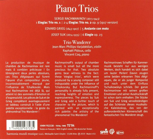 Rachmaninov Grieg Suk: Piano Trios Trio Wanderer [CD]