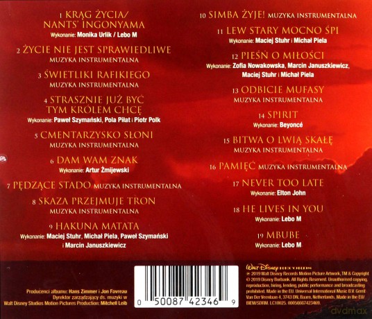 The Lion King soundtrack (Król Lew) (Disney) [CD]