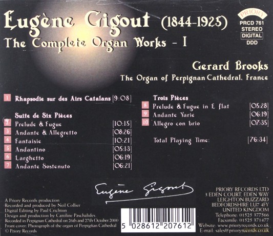 Gerard Brooks: Complete Organ Works Of Eugene Gigout - vol. 1 - The Cavaille - Coll Organ Of Perpignan Cathedral. France [CD]