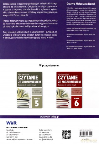 Czytanie ze zrozumieniem dla kl. 4 Szkoła podstawowa - Grażyna Małgorzata Nowak [KSIĄŻKA]