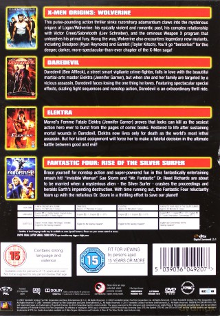 Marvel Collection: X-Men Origins: Wolverine / Daredevil / Elektra / Fantastic Four: Rise of the Silver Surfer (X-Men geneza: Wolverine / Daredevil / Elektra / Fantastyczna Czwórka: Narodziny Srebrnego Surfera) [BOX] [4DVD]
