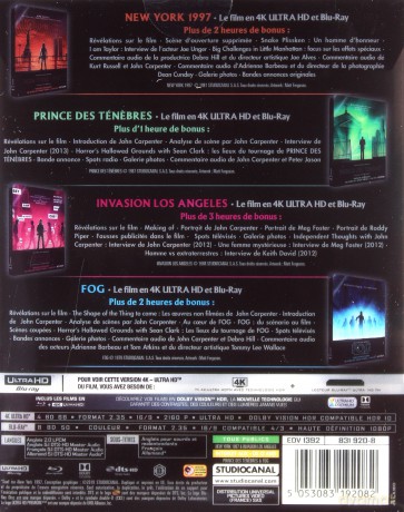 John Carpenter: Escape from New York / Prince of Darkness / They Live / The Fog (Ucieczka z Nowego Jorku / Książę ciemności/ Oni żyją / Mgła) (steelbook) [4xBlu-Ray 4K]+[8xBlu-Ray]