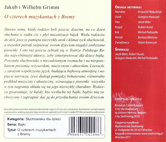 Słuchowiska Dla Dzieci: O Czterech Muzykantach Z Bremy [AUDIOBOOK] [CD]