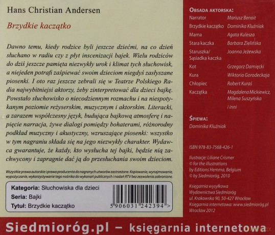 Słuchowiska Dla Dzieci: Brzydkie Kaczątko [AUDIOBOOK] [CD]