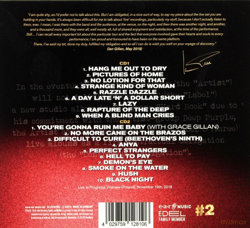 Ian Gillan With The Don Airey Band And Orchestra: Contractual Obligation #2 Live In Warsaw [2CD]