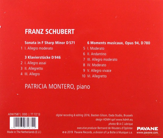 Patricia Montero: Schubert: Piano Sonata D 571-3. Klavierstucke D 946-6 [CD]