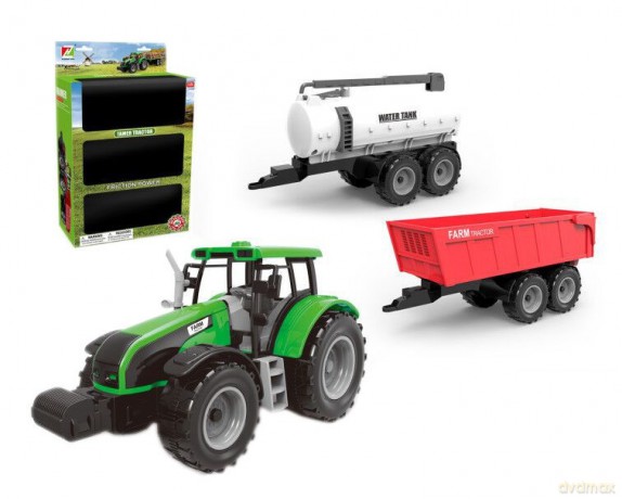 Traktor z 2 przyczepami zestaw