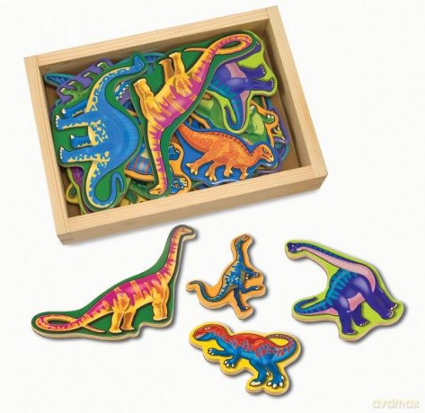 MELISSA Drewniane magnesy Dinozaury w skrzyneczce [PUZZLE]