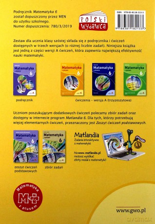Matematyka z plusem ćwiczenia dla klasy 6 liczby i wyrażenia algebraiczne wersja a część 1/3 Szkoła podstawowa - Zofia Bolałek, Małgorzata Dobrowolska, Adam Mysior [KSIĄŻKA]
