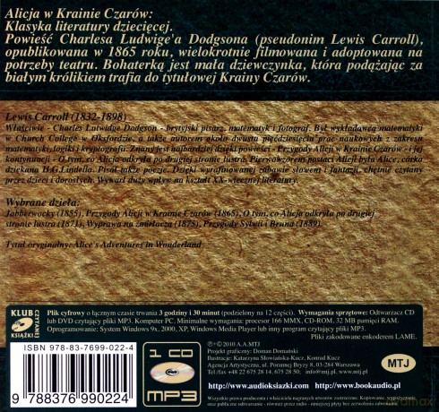 Alicja w krainie czarów - Lewis Carrol  [AUDIOBOOK] [CD]