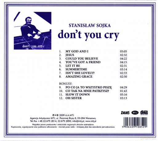 Stanisław Sojka: Don't You Cry (digipack) [CD]