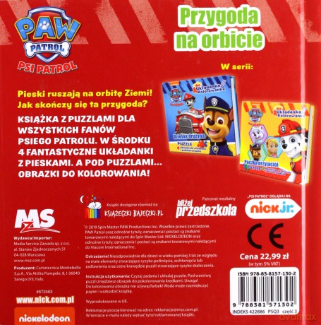 Psi Patrol. Przygoda na orbicie. Układanka Kolorowanka Puzzle - opracowanie zbiorowe [KSIĄŻKA]
