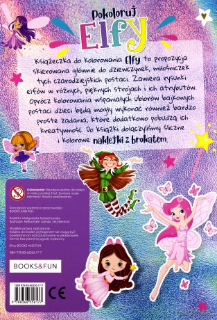 Pokoloruj elfy plus naklejki z brokatem [KSIĄŻKA]