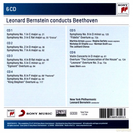 Leonard Bernstein: Leonard Bernstein - Beethoven Symphonies Nos. 1-9, Overtures, Violin Concerto [6CD]