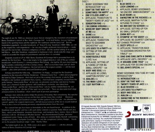 Benny Goodman: Live At Carnegie Hall-1938 Complete [2CD]