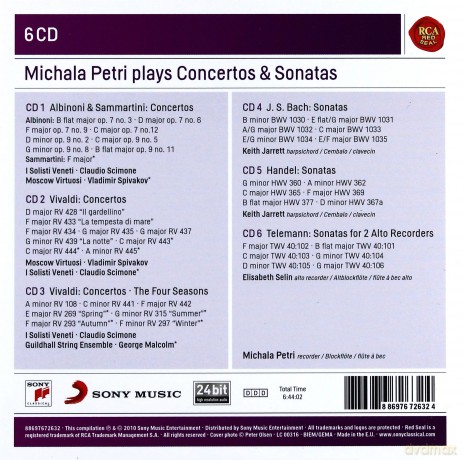 Michala Petri: Michala Petri plays Concertos and Sonatas for Recorder [6CD]