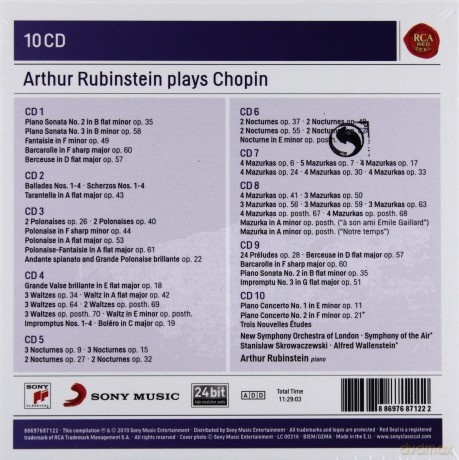 Arthur Rubinstein: Rubinstein plays Chopin [10CD]