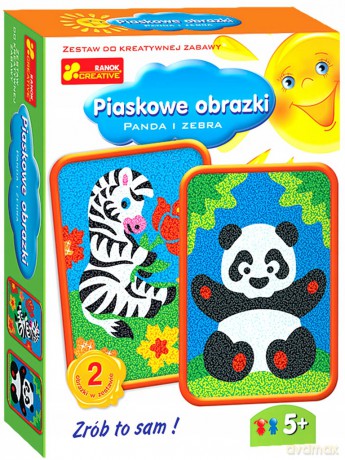 Piaskowe obrazki. Panda i zebra