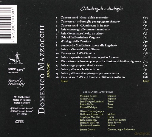 Les Paladins: Domenico Mazzocchi: Madrigali E Dialoghi [CD]