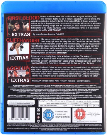 Stallone Collection: First Blood / Cliffhanger / Lock Up (Rambo: Pierwsza Krew / Na krawędzi / Osadzony) [3xBlu-Ray]