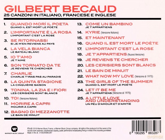 Gilbert Becaud: 25 Canzoni In Italiano, Francese & Inglese [CD]