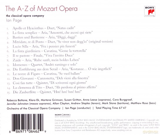 Classical Opera Company: A - Z of Mozart Opera [CD]