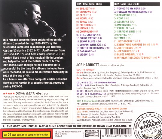 Joe Harriott: Abstract + Southern Horizons + Free Form [2CD]