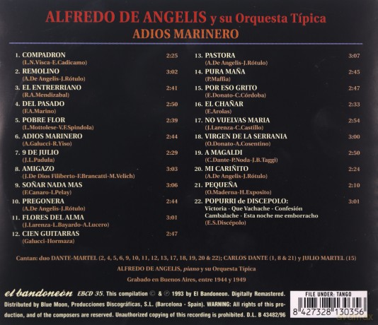 Alfredo De Angelis: Adios Marinero [CD]