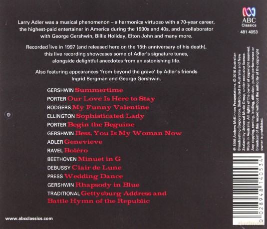 Larry Adler: Adler, Larry - Live In Australia [CD]